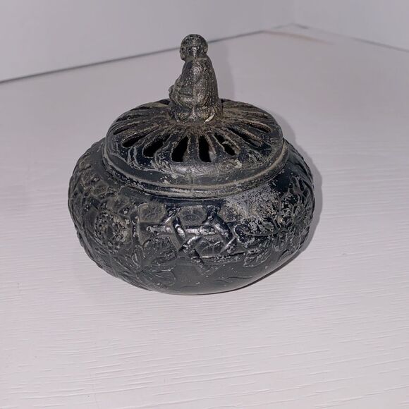 Antique Vantine's Black Carved Incense Holder with Figurine Nunbered 1200 - Picture 6 of 11